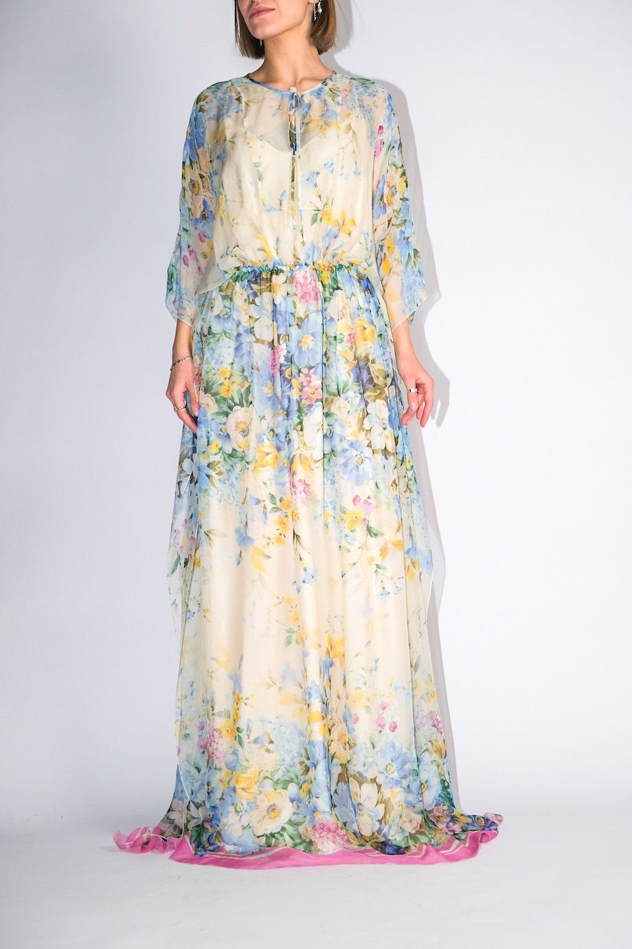 image 1 Шелковое платье в пол с цветочным принтом