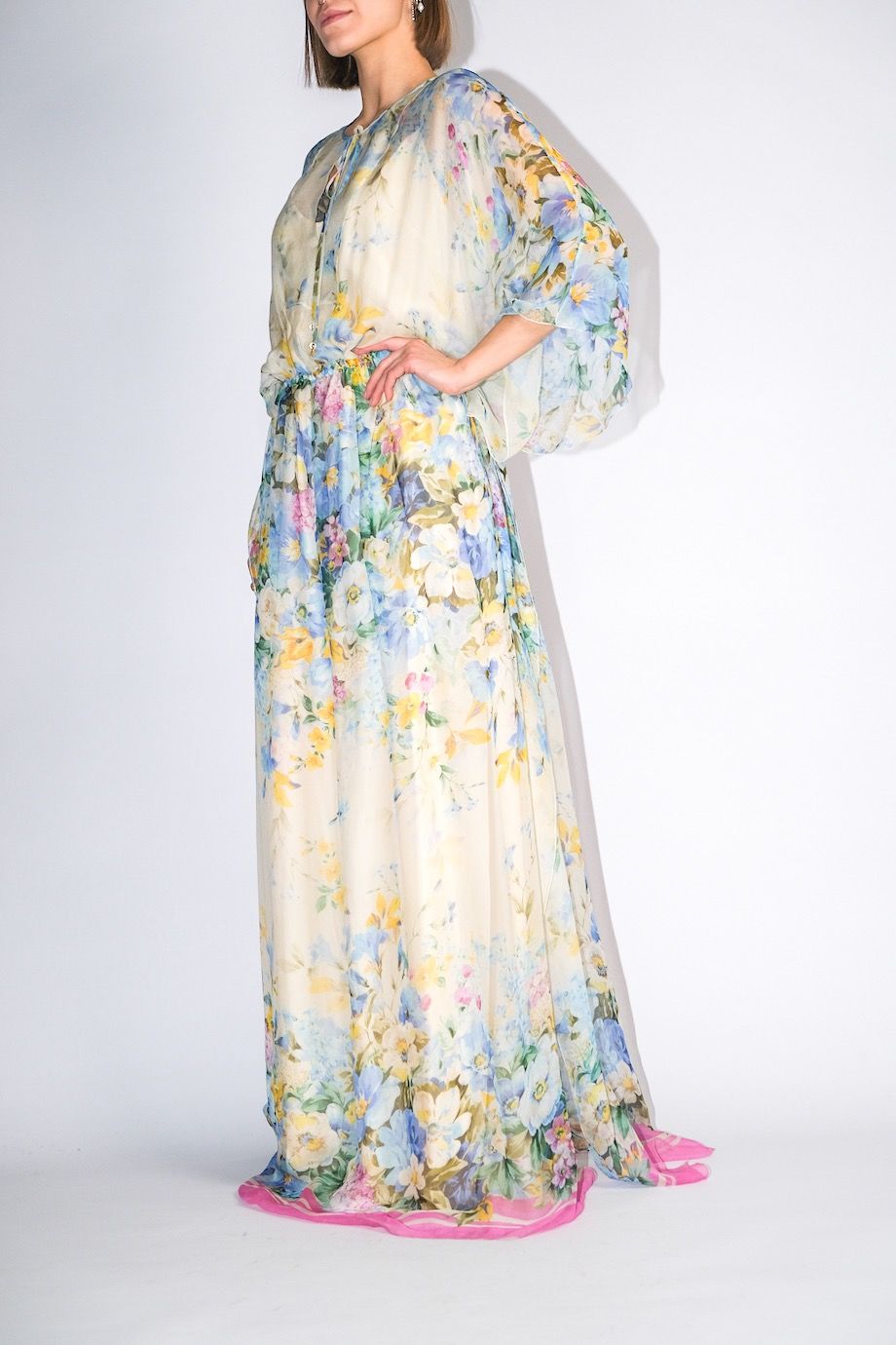 image 3 Шелковое платье в пол с цветочным принтом