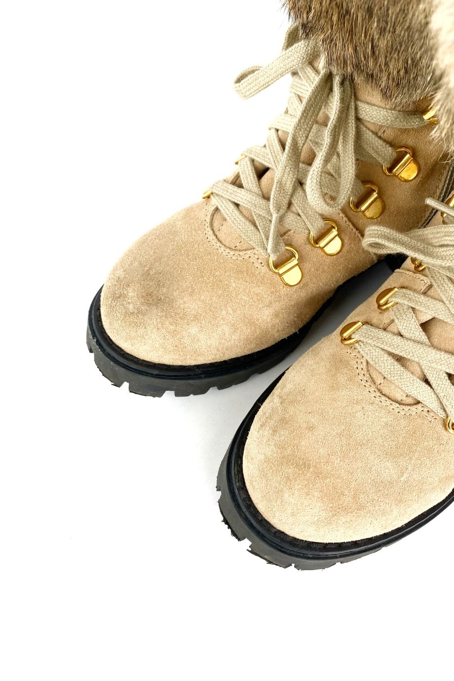 image 3 Детские замшевые ботинки на меху бежевого цвета