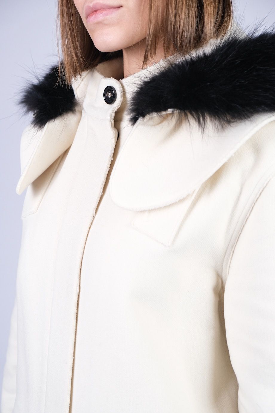image 4 Пальто молочного цвета со съемным капюшоном