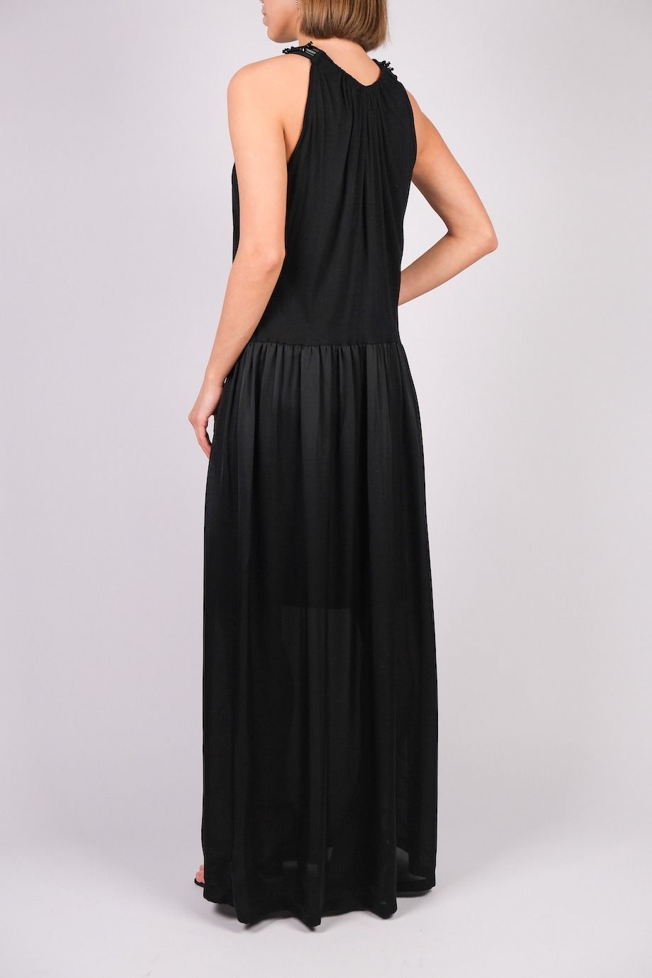 image 3 Платье комбинированное в пол черного цвета