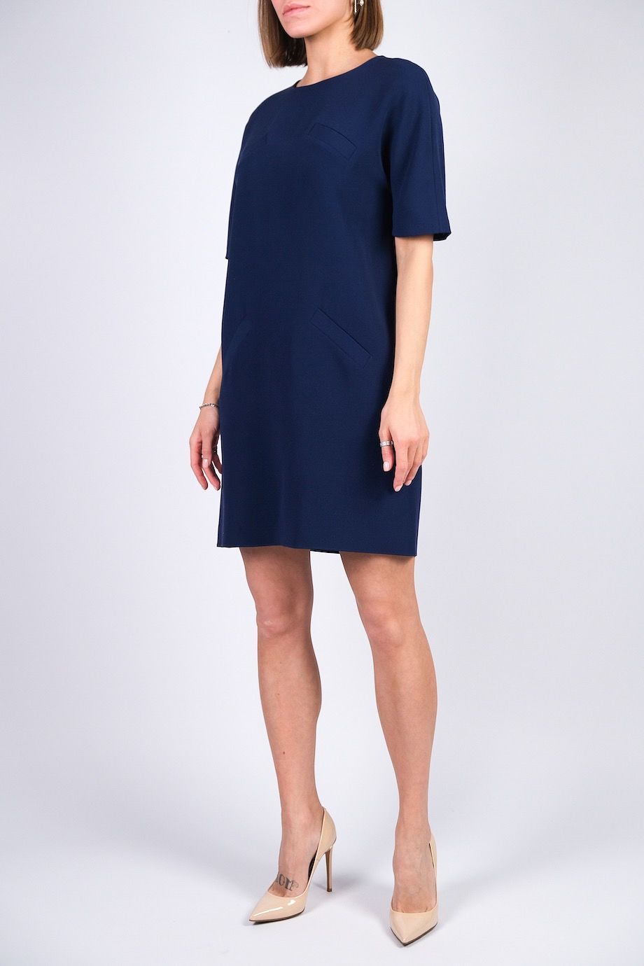 image 2 Платье с коротким рукавом синего цвета