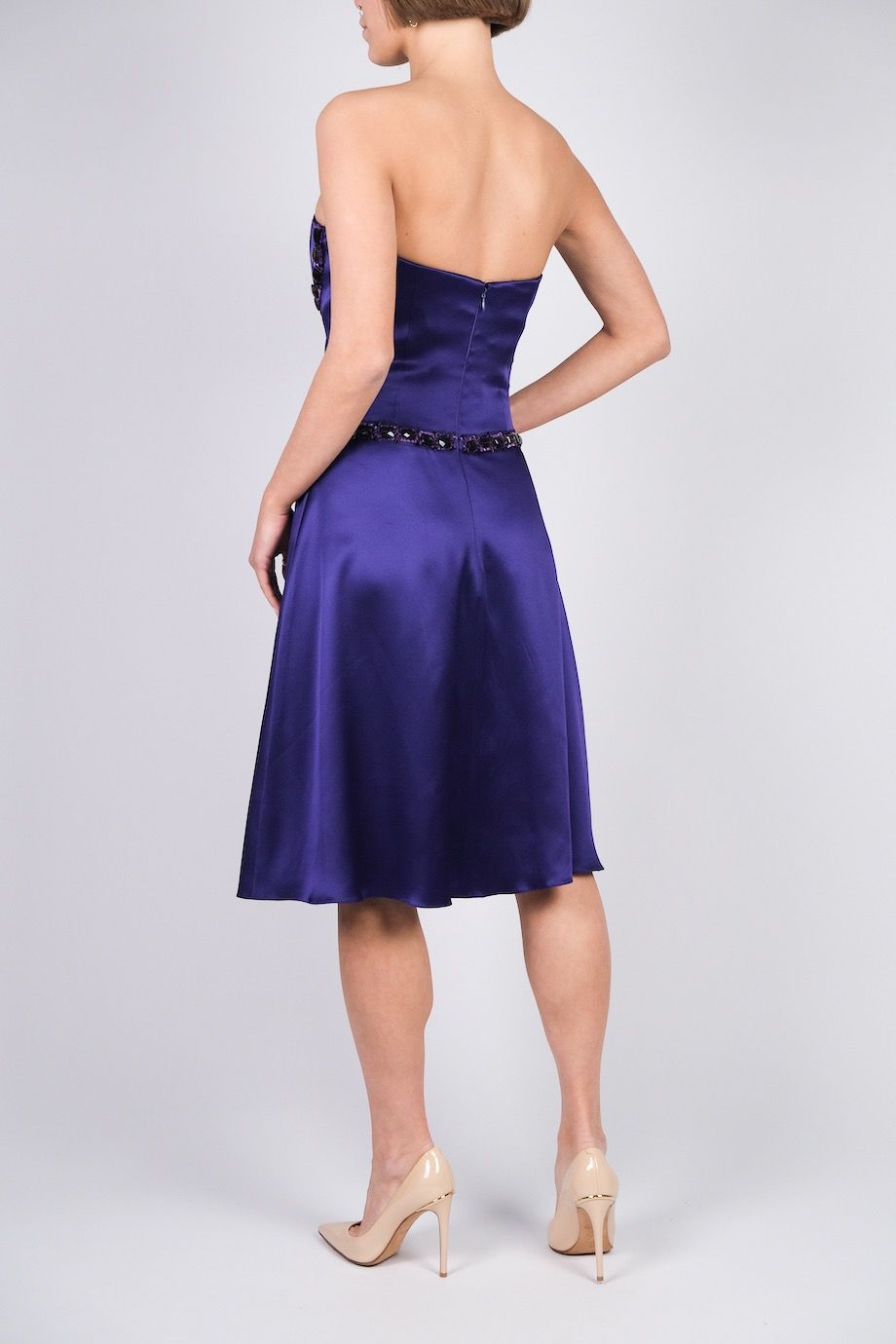 image 3 Платье фиолетового цвета без бретелей с декором