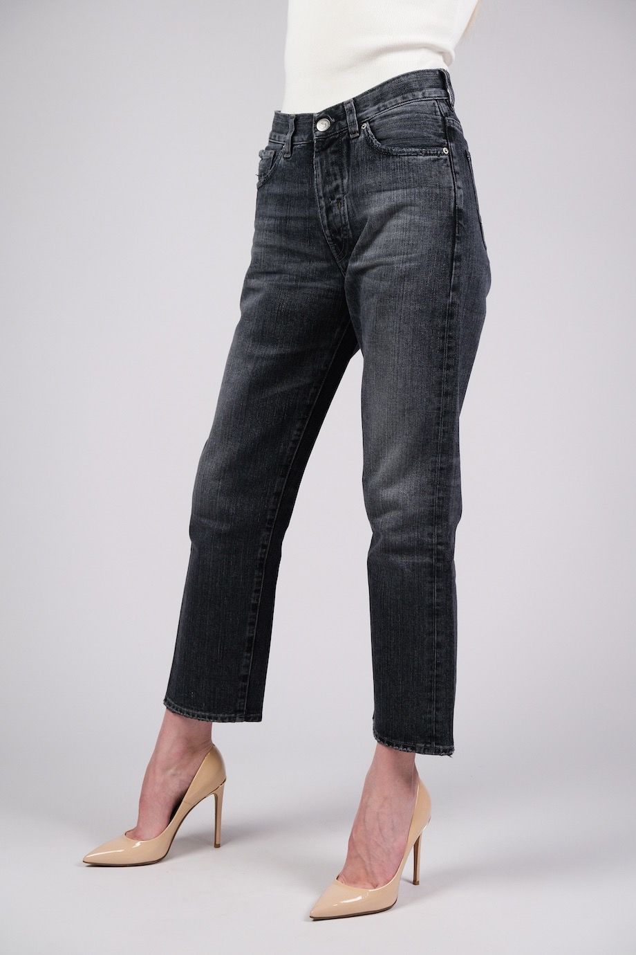 image 3 Укороченные джинсы серого цвета