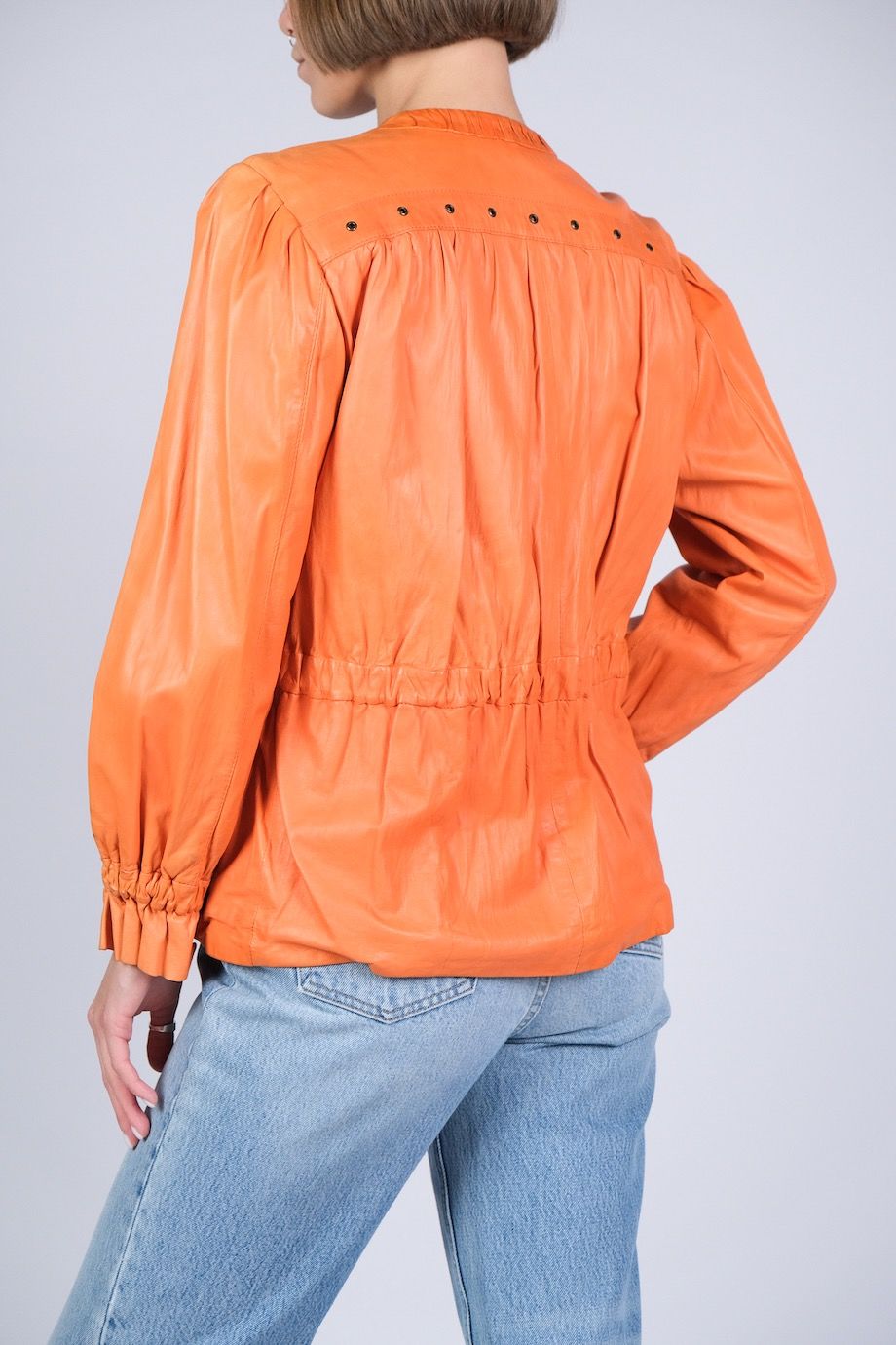image 3 Кожаная куртка оранжевого цвета