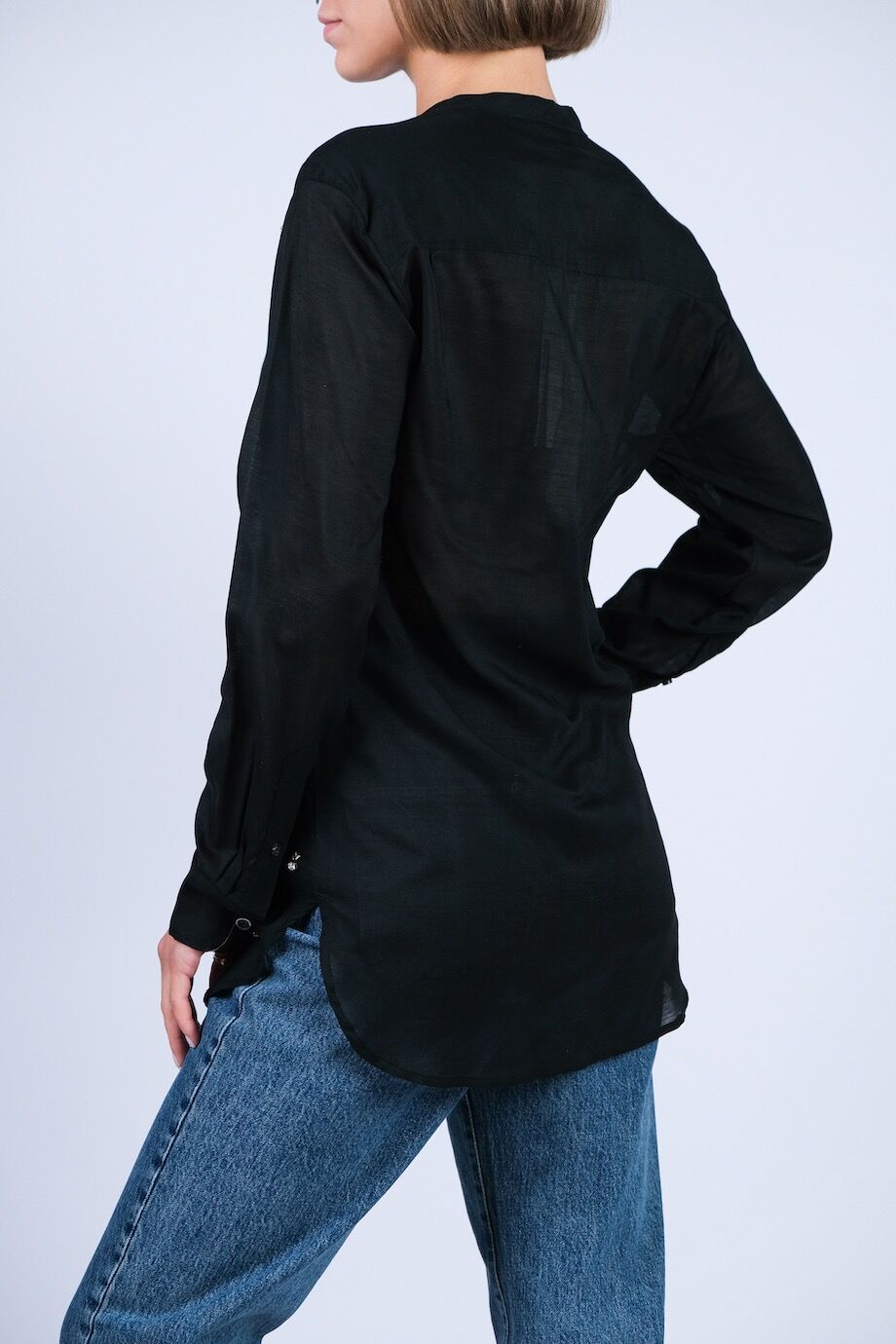 image 3 Блуза черного цвета декорированная стразами