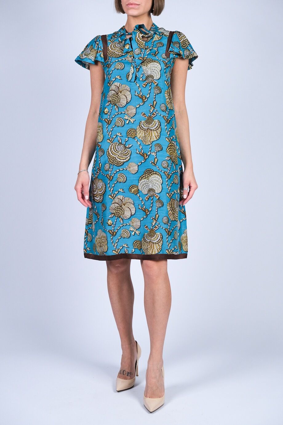 image 1 Платье бирюзового цвета с принтом