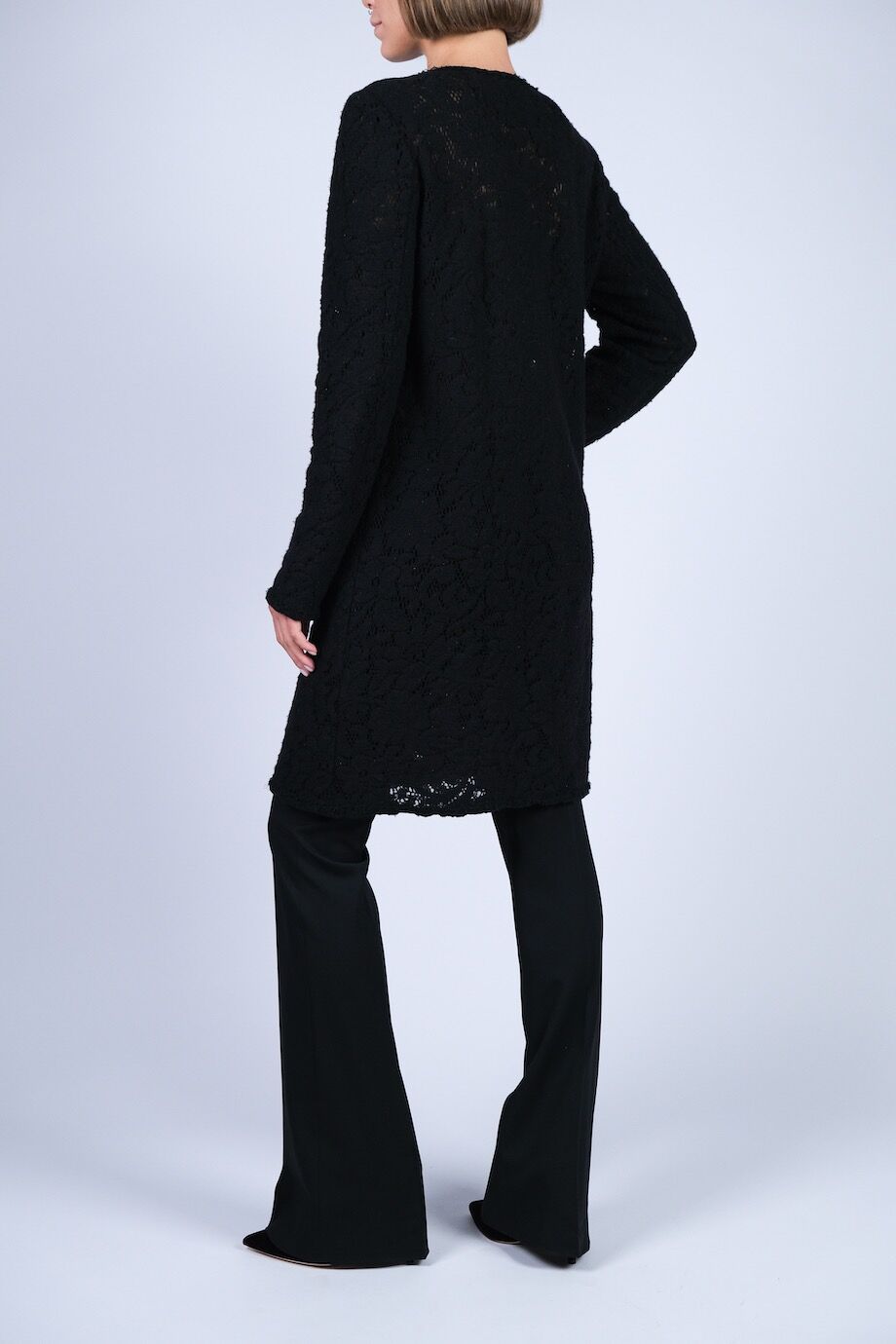 image 3 Кружевное пальто чёрного цвета с пуговицами