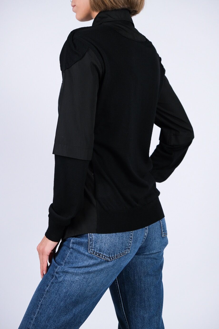 image 3 Комбинированная рубашка с трикотажными вставками черного цвета