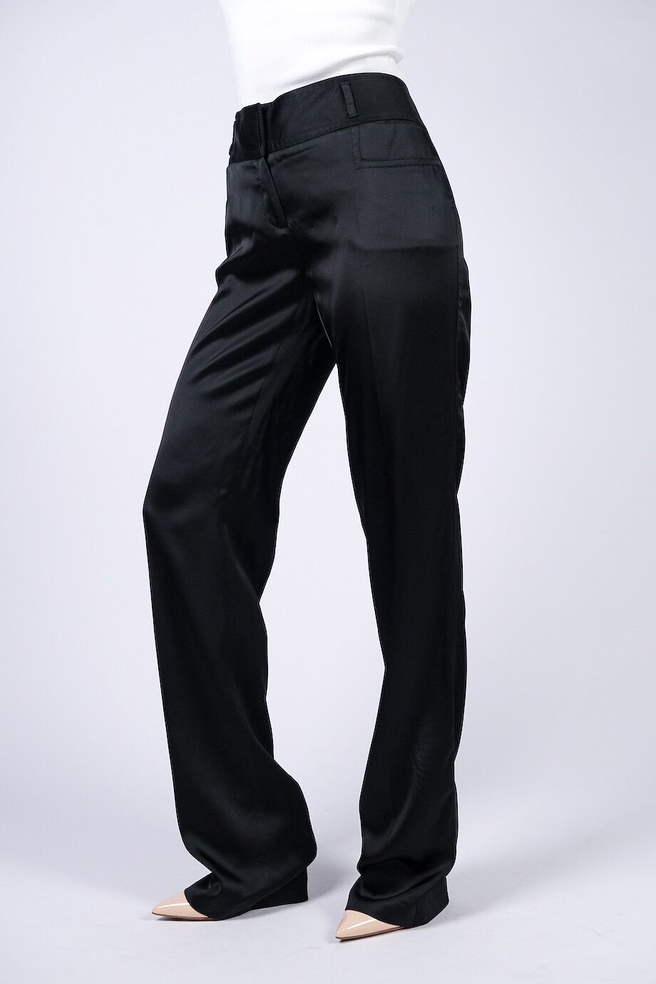 image 3 Атласные брюки черного цвета