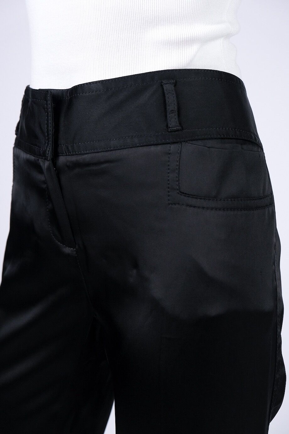 image 5 Атласные брюки черного цвета