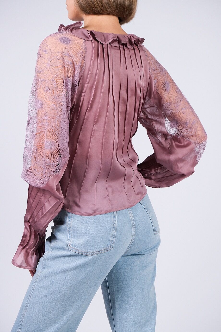 image 3 Блуза пудрового цвета с вставками из кружева