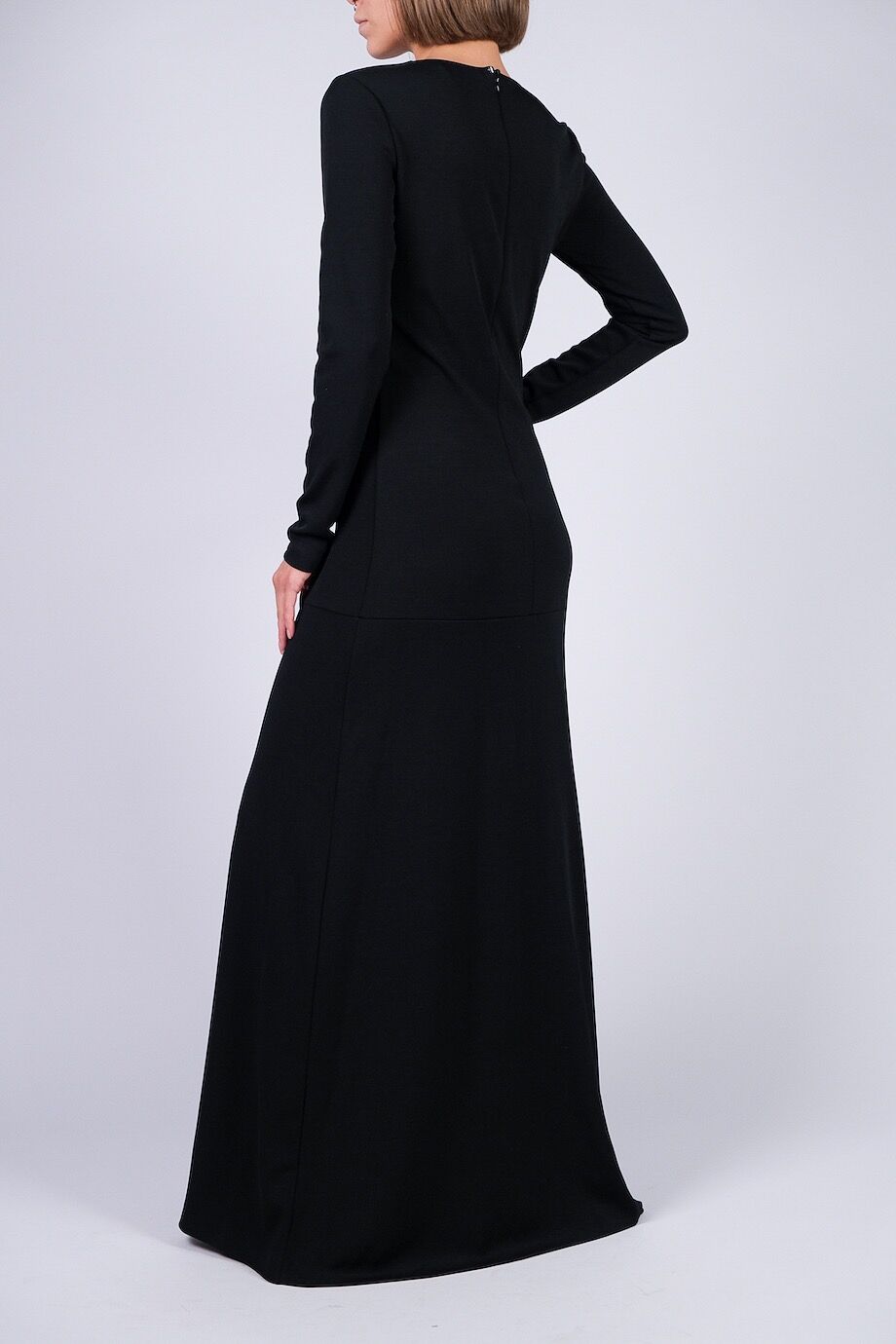 image 3 Платье макси чёрного цвета с длинным рукавом