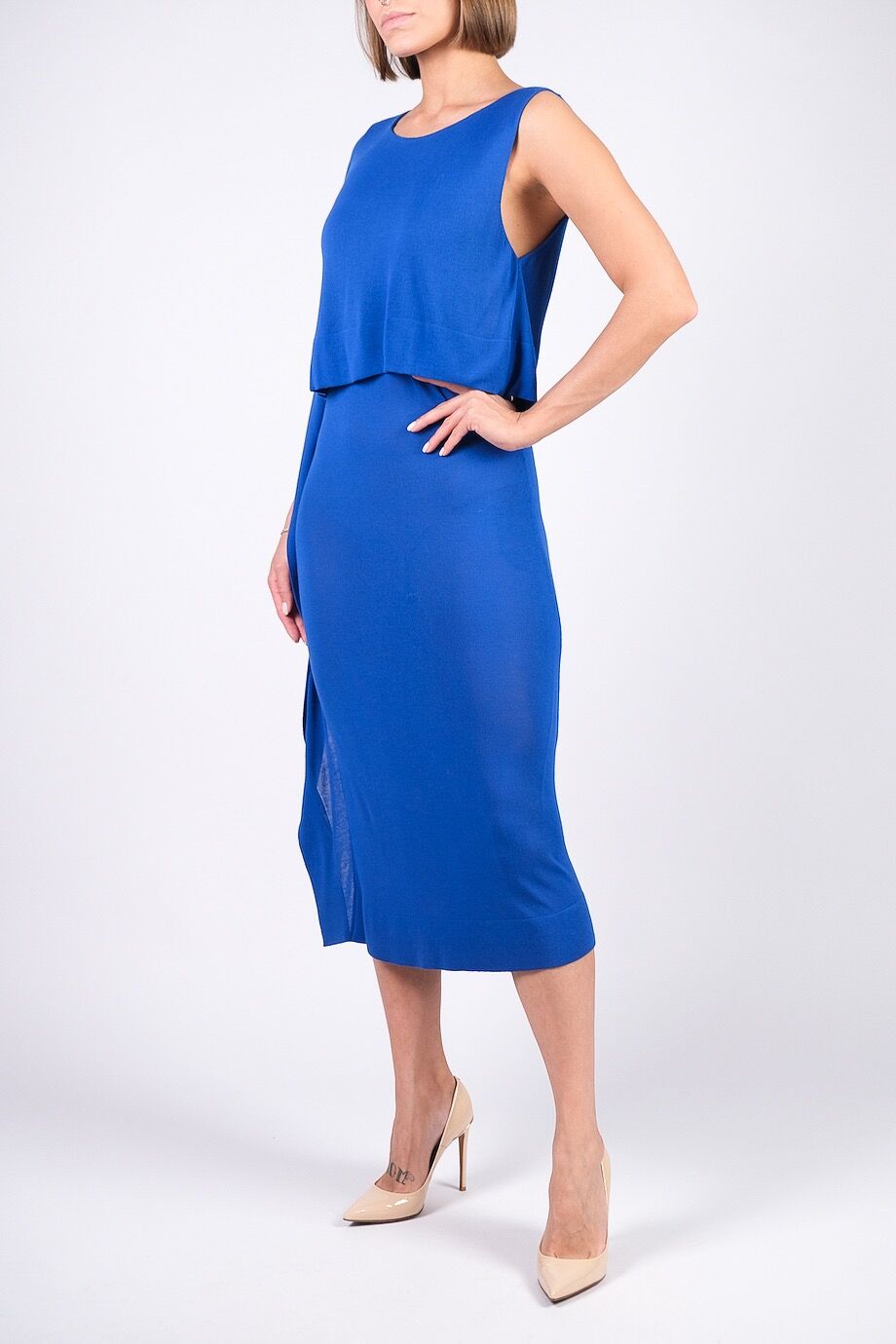 image 2 Трикотажное платье синего цвета