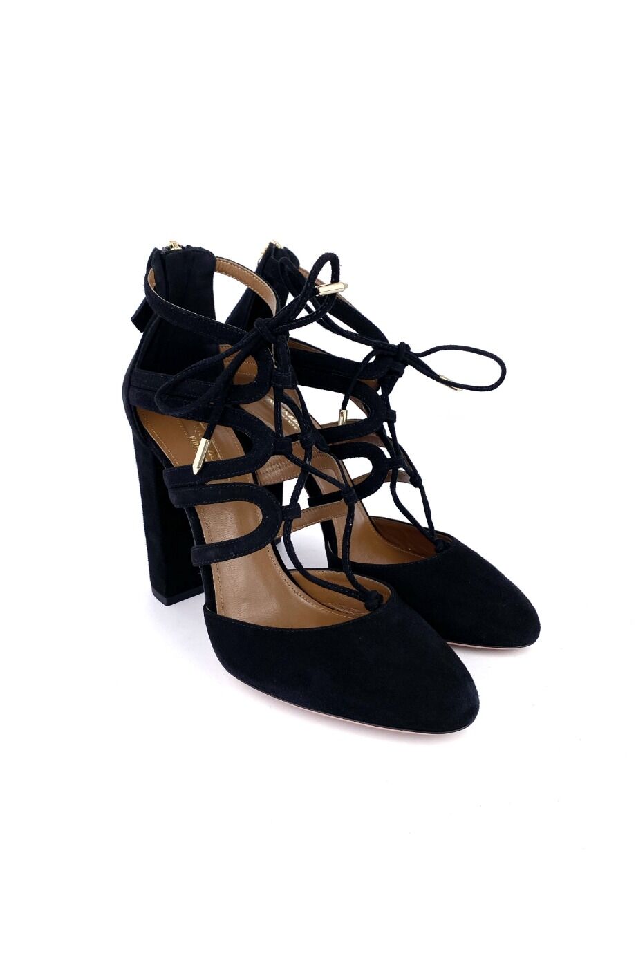 image 1 Замшевые туфли чёрного цвета на шнуровке
