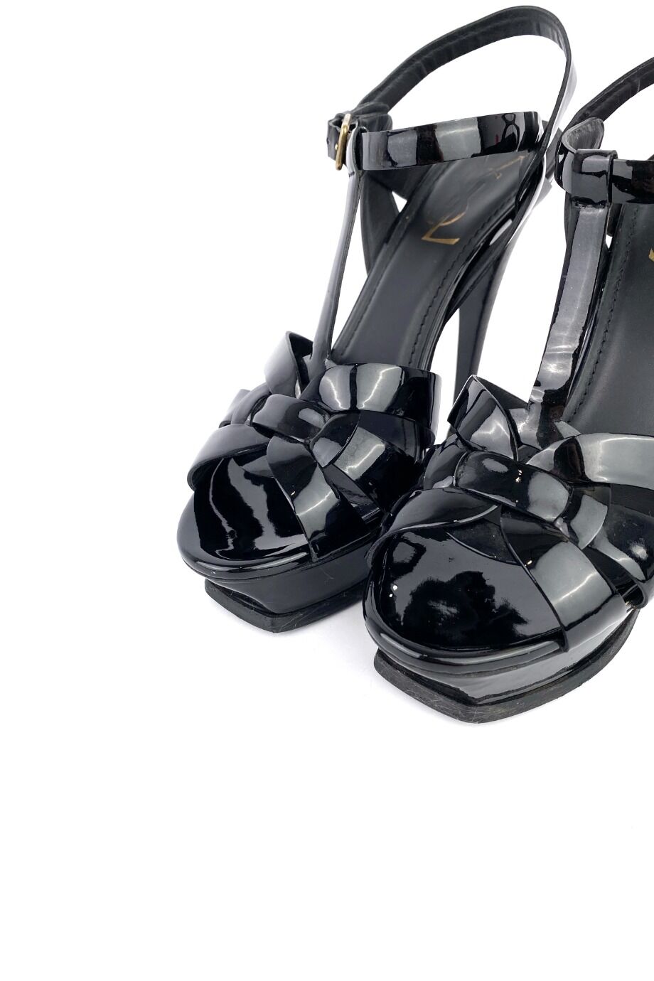 image 3 Лаковые босоножки на каблуке чёрного цвета