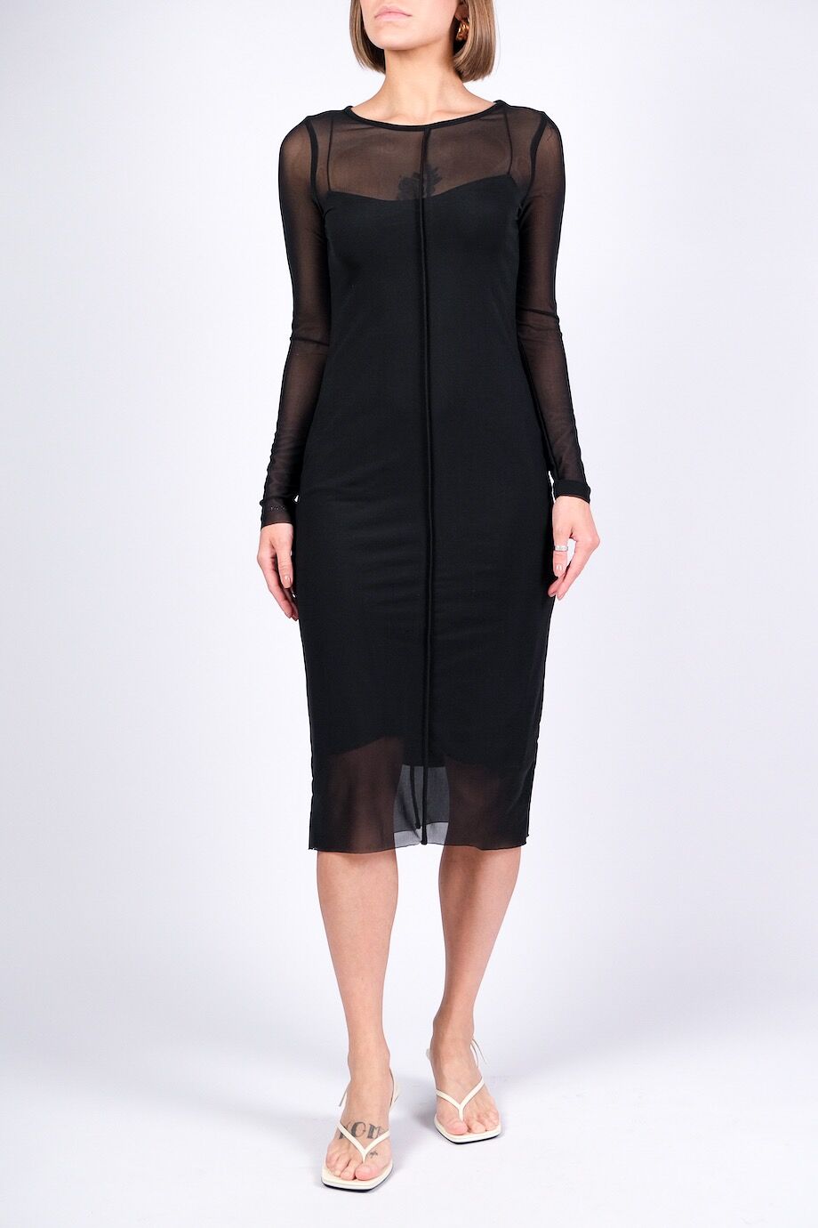 image 1 Платье с длинным рукавом из сетки чёрного цвета