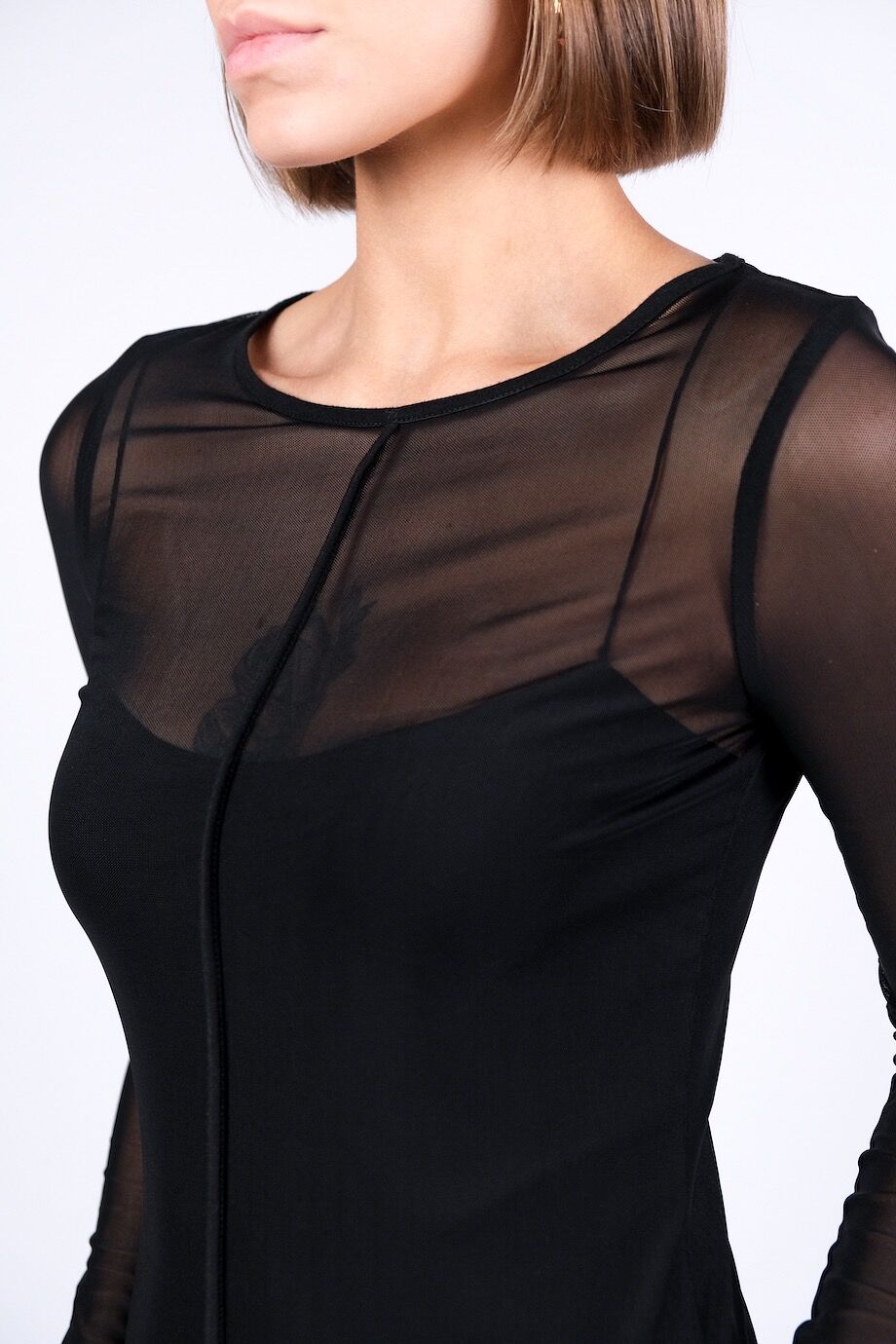 image 4 Платье с длинным рукавом из сетки чёрного цвета