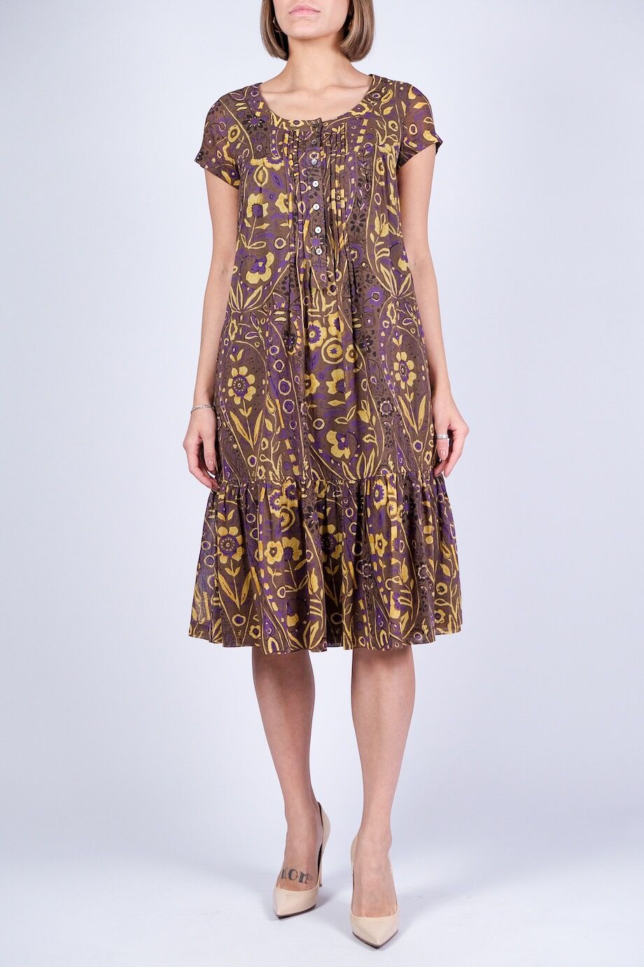 image 1 Платье с коротким рукавом с цветочным принтом