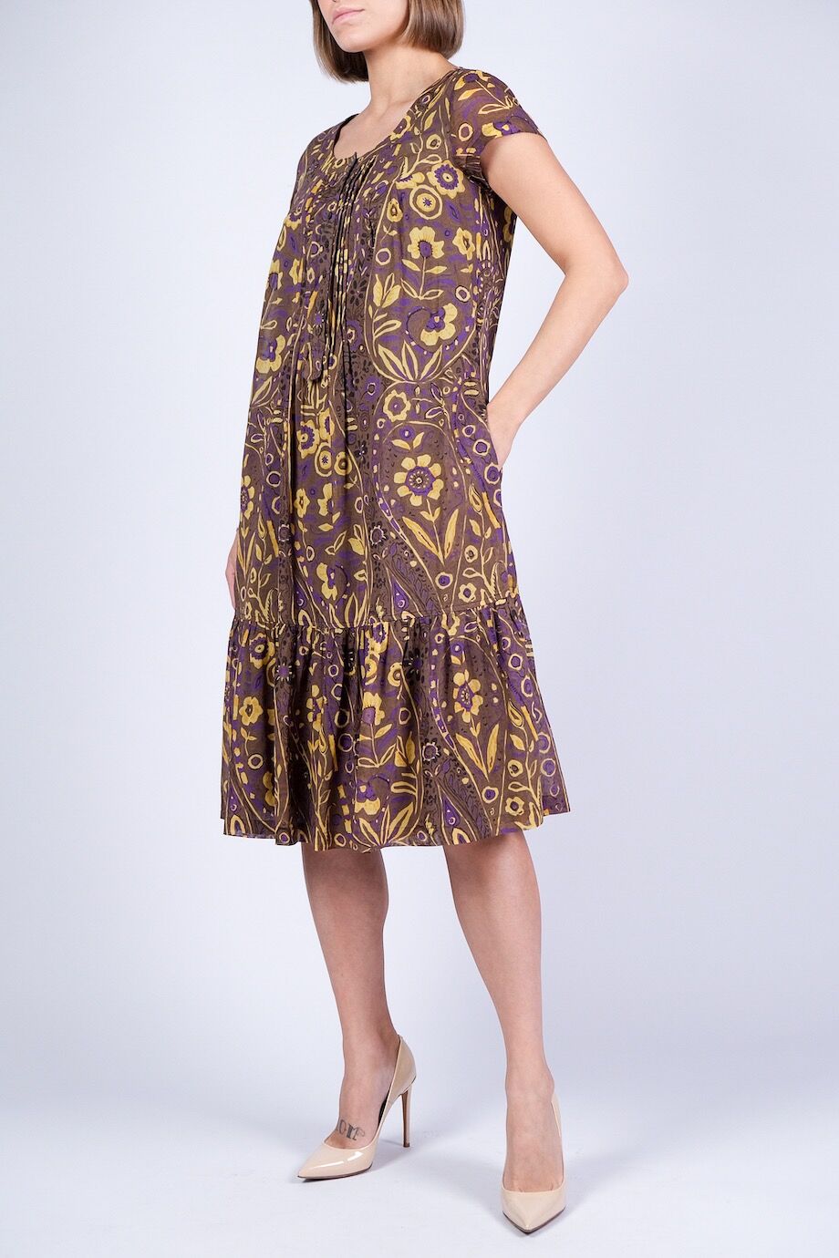 image 2 Платье с коротким рукавом с цветочным принтом