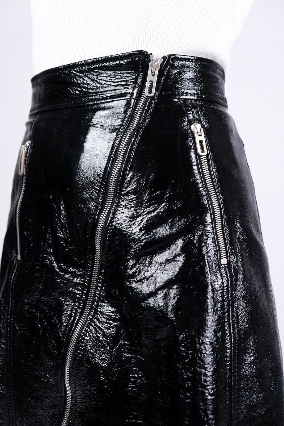 image 5 Лаковая юбка из кожи черного цвета на молнии