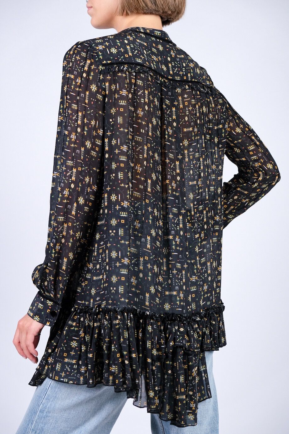 image 3 Шелковая блуза чёрного цвета с принтом