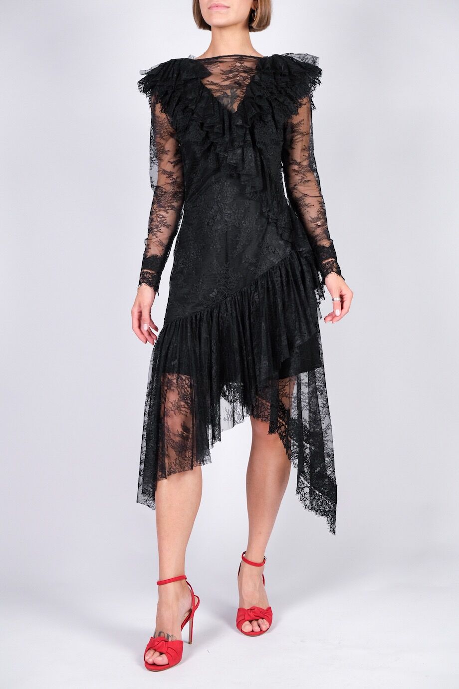 image 1 Кружевное платье чёрного цвета с оборками