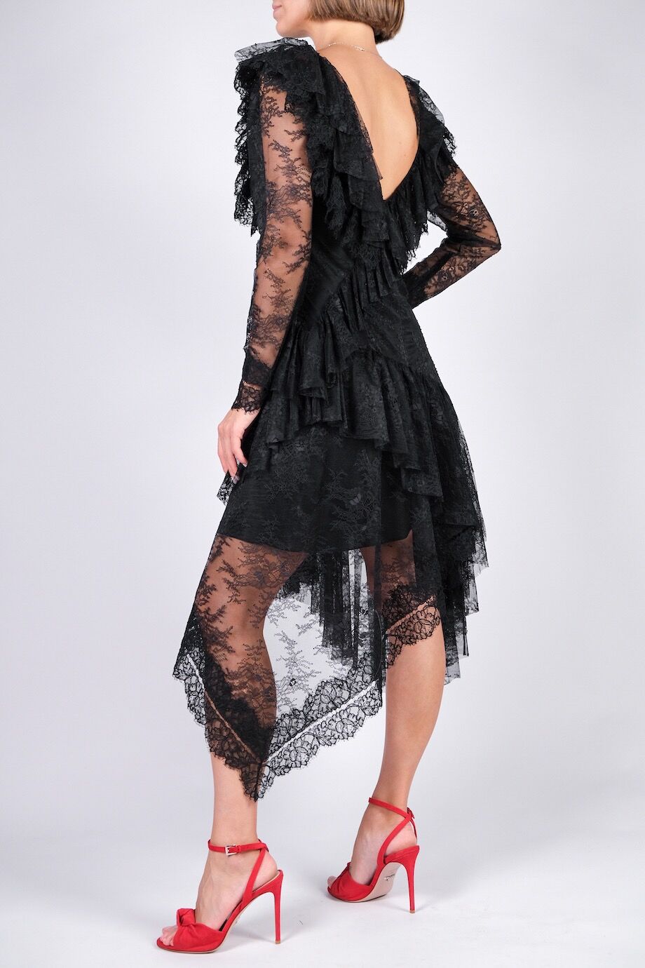image 3 Кружевное платье чёрного цвета с оборками