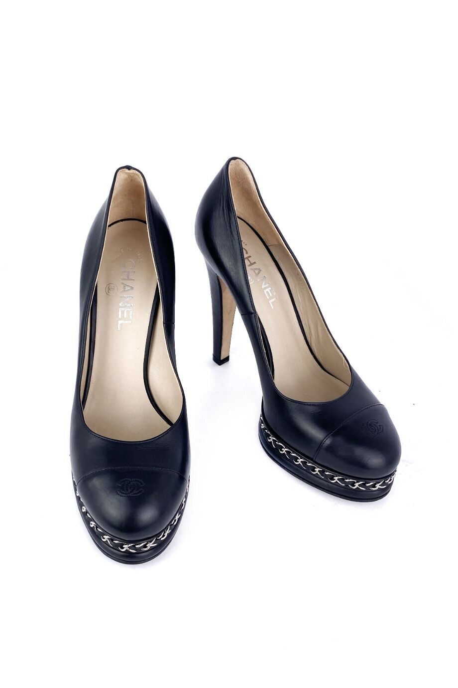 image 2 Туфли черного цвета с цепочкой на подносочной платформе