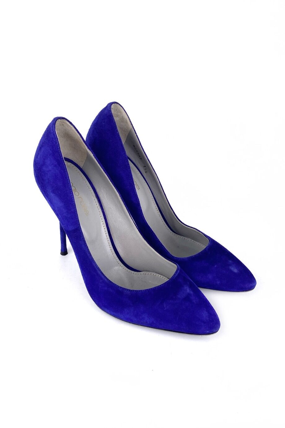 image 1 Замшевые туфли синего цвета на тонком каблуке