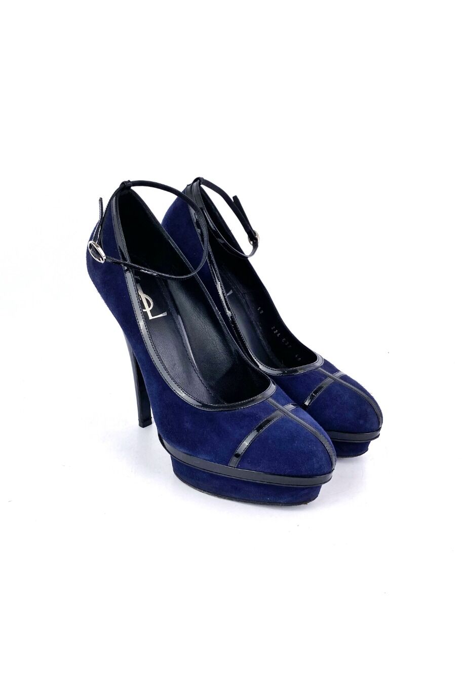 image 1 Туфли синего цвета с лаковыми вставками