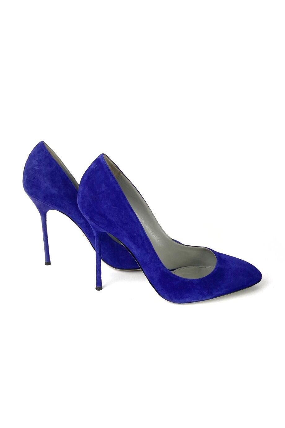 image 5 Замшевые туфли синего цвета на тонком каблуке