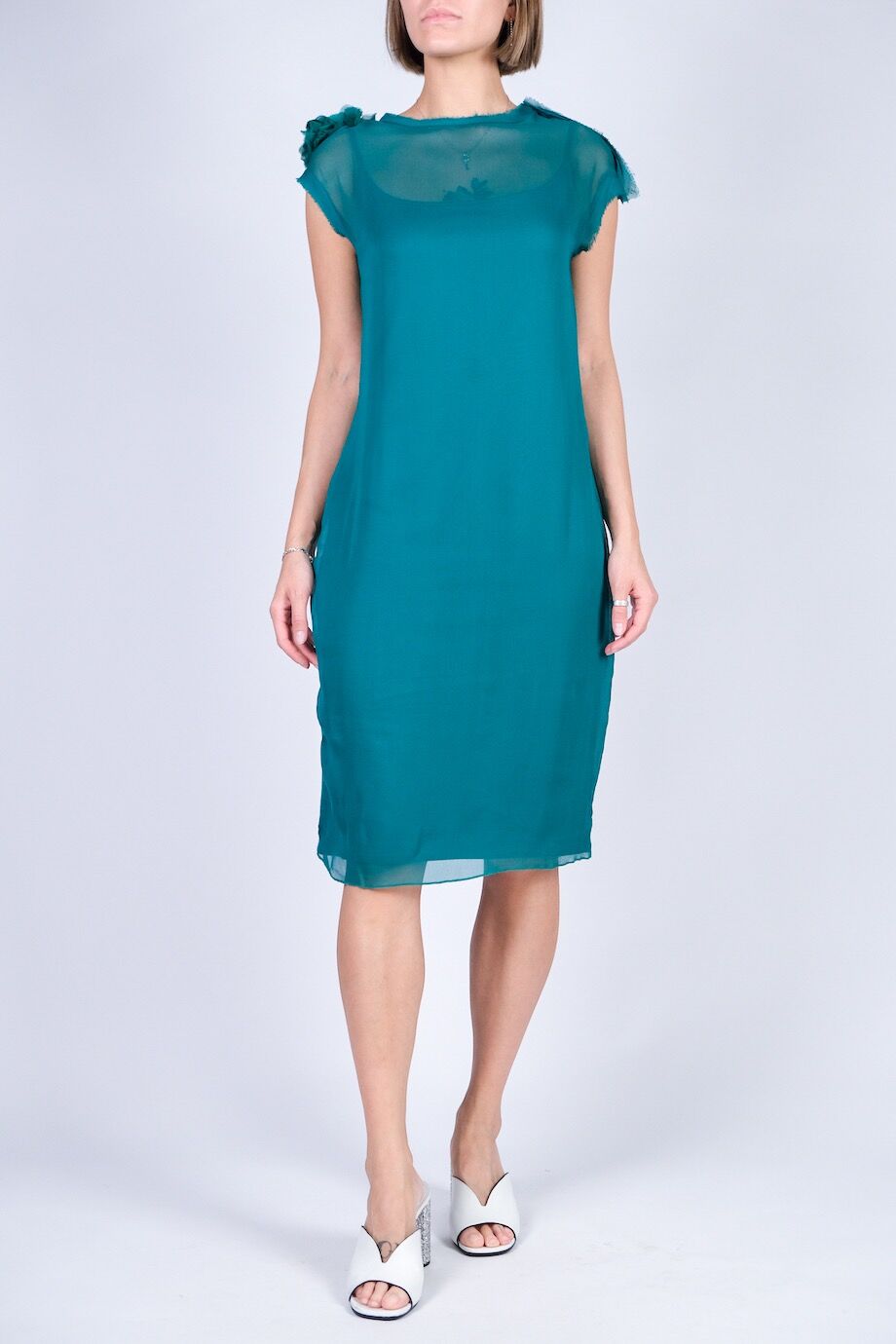 image 1 Платье бирюзового цвет со съемной брошью