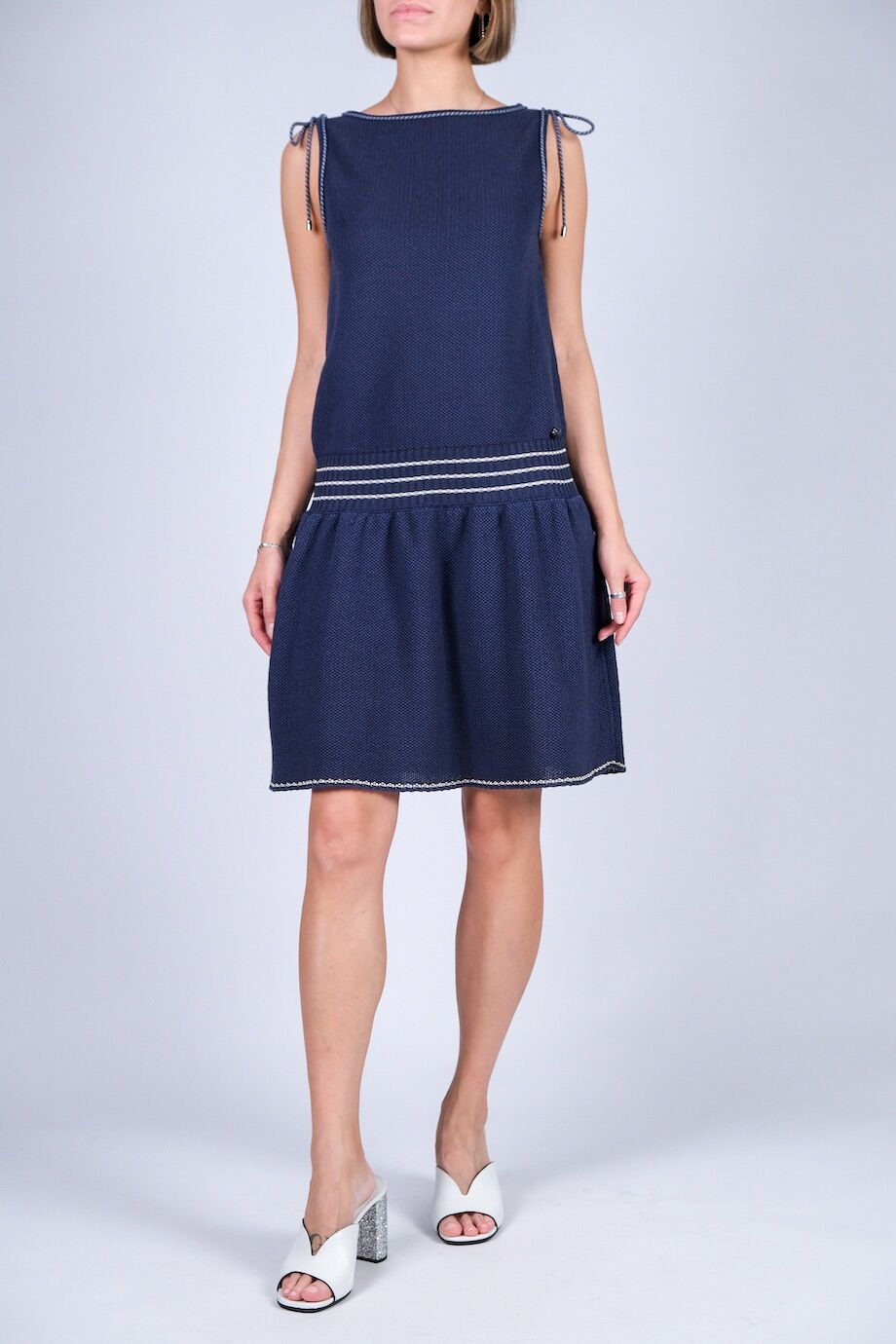 image 1 Трикотажное платье синего цвета с завязками