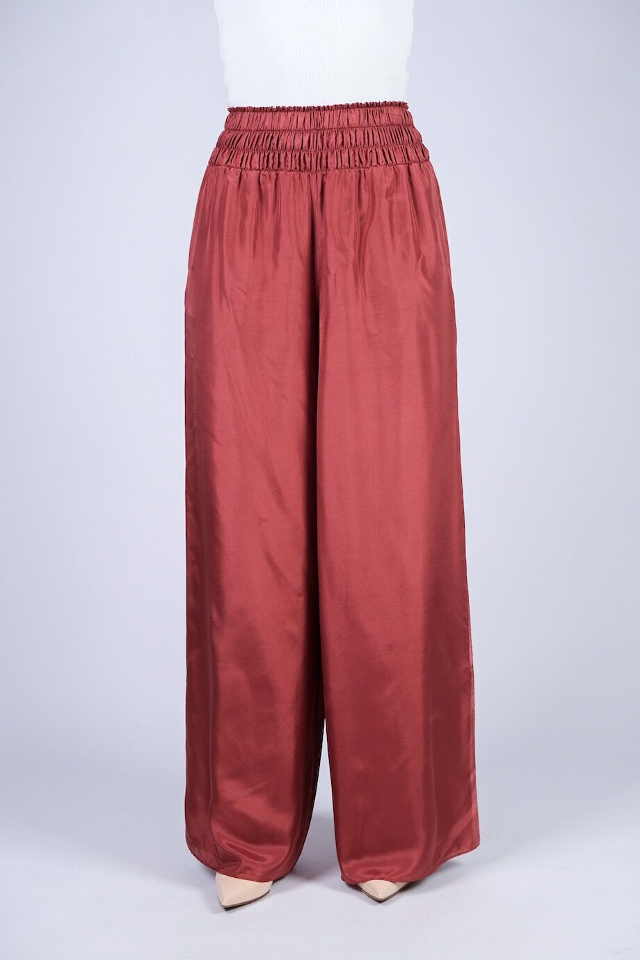 image 2 Атласные брюки кирпичного цвета на резинке