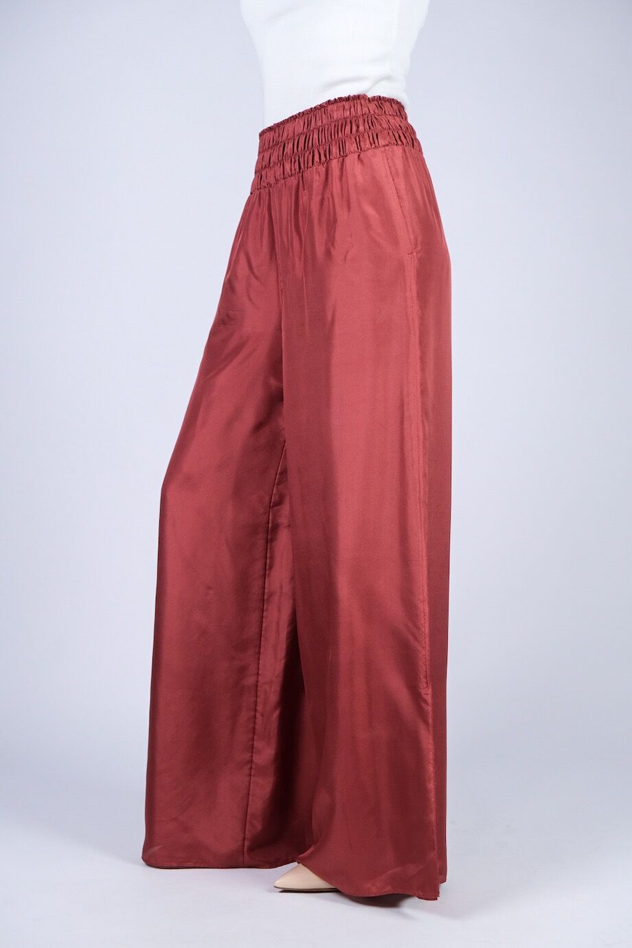 image 3 Атласные брюки кирпичного цвета на резинке