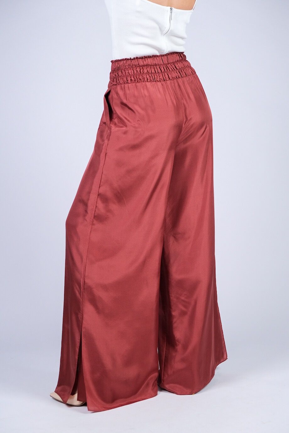 image 4 Атласные брюки кирпичного цвета на резинке