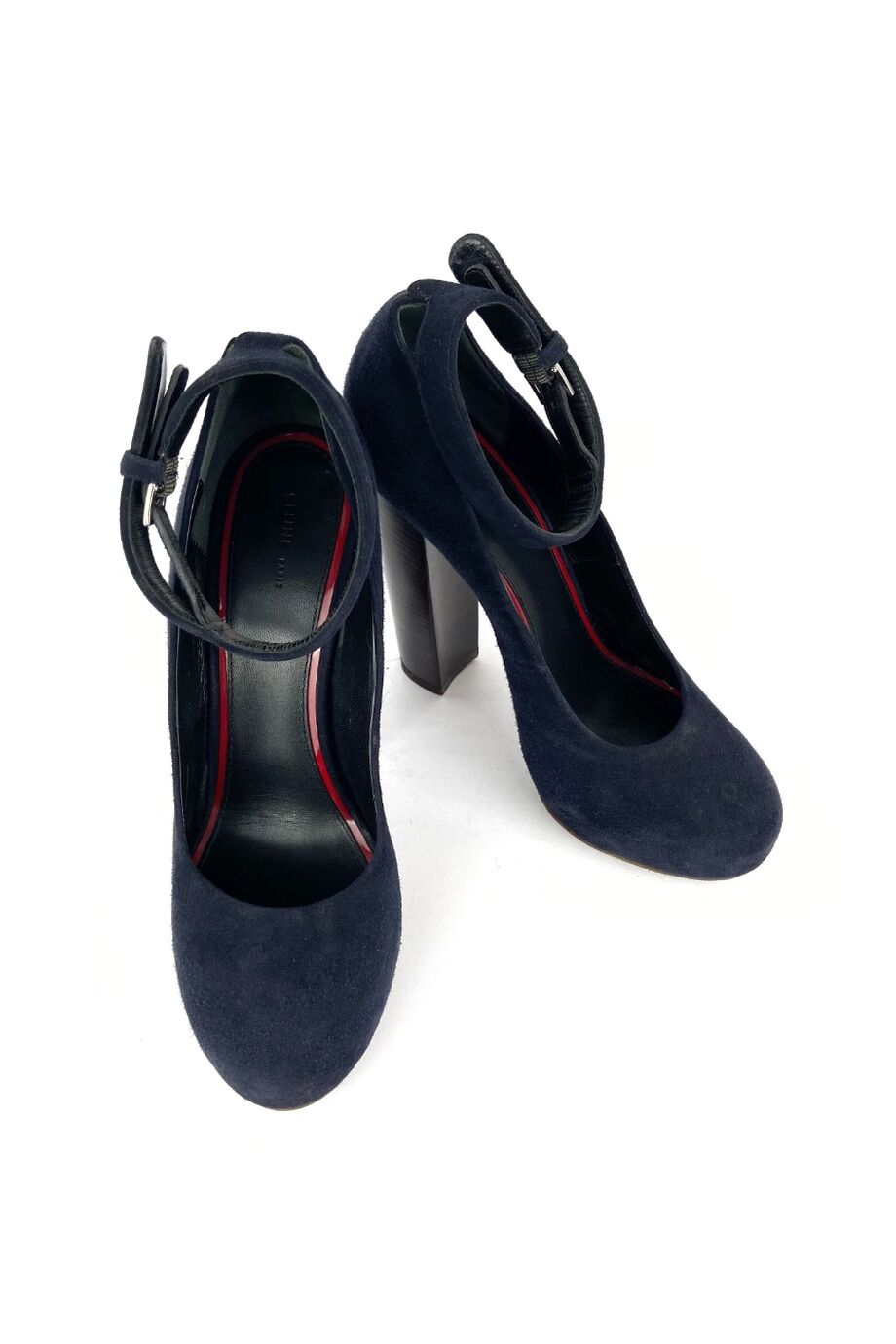 image 2 Замшевые туфли синего цвета с круглым носиком и ремешками