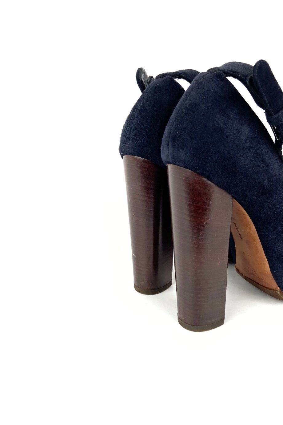 image 4 Замшевые туфли синего цвета с круглым носиком и ремешками