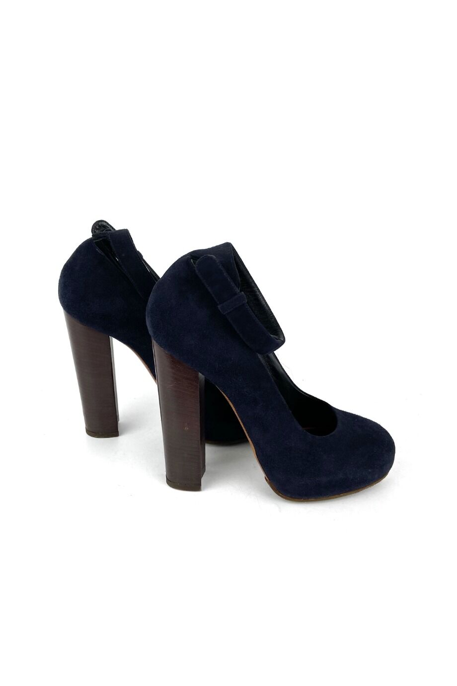 image 5 Замшевые туфли синего цвета с круглым носиком и ремешками