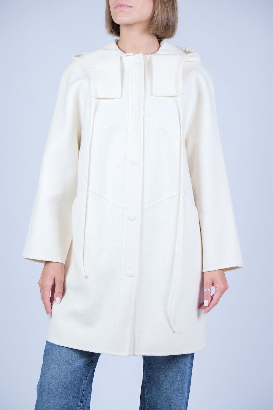 image 1 Пальто молочного цвета с капюшоном