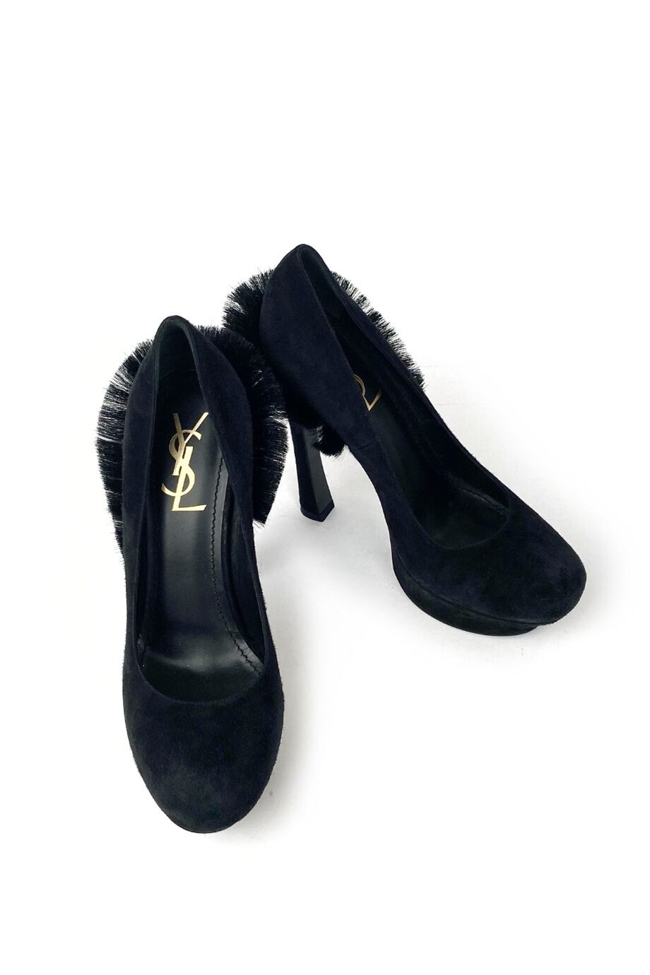 image 2 Замшевые туфли чёрного цвета с меховым декором