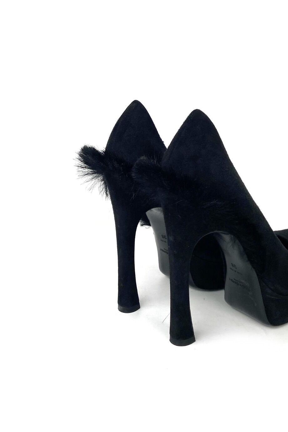image 4 Замшевые туфли чёрного цвета с меховым декором