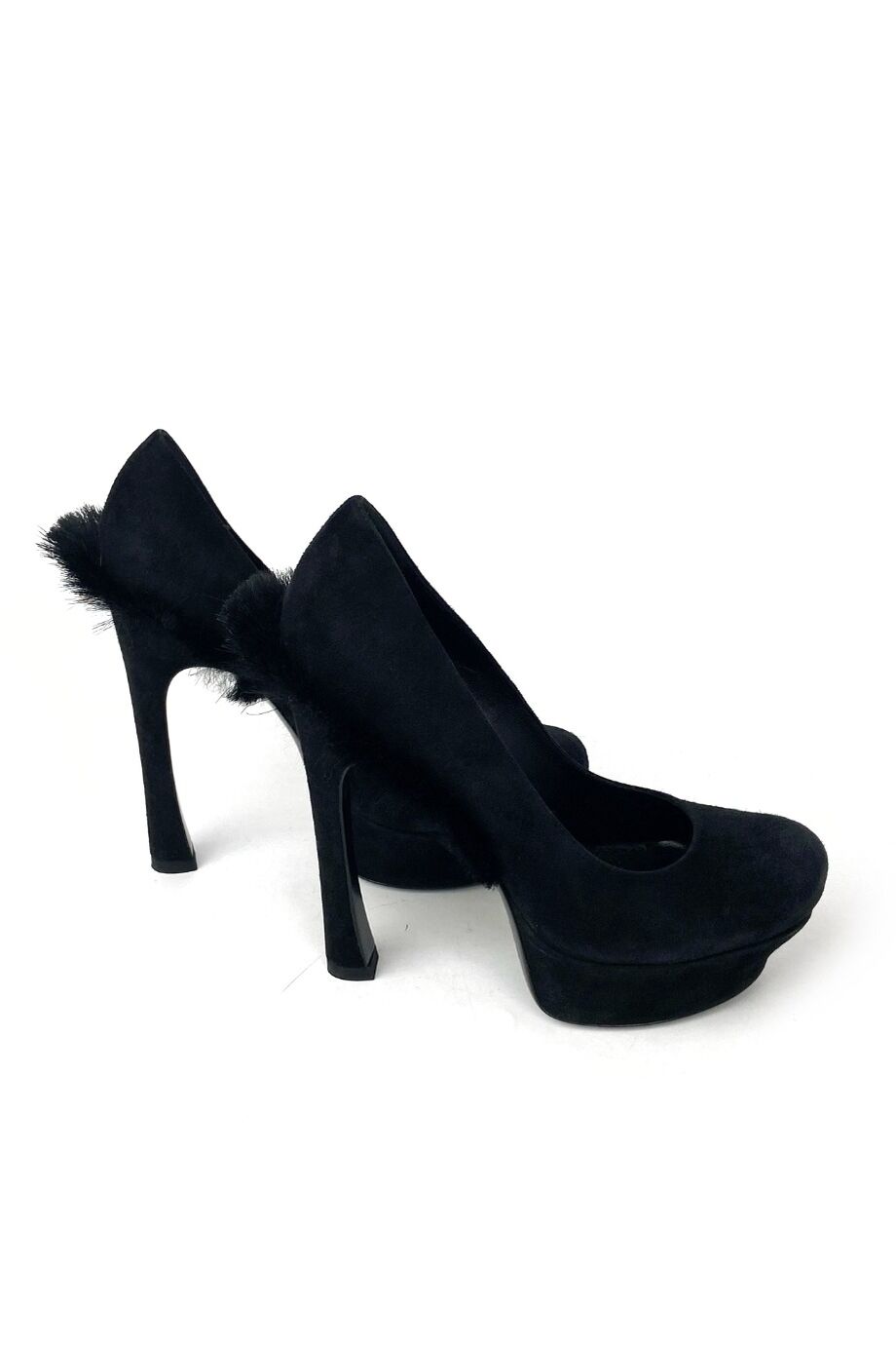 image 5 Замшевые туфли чёрного цвета с меховым декором