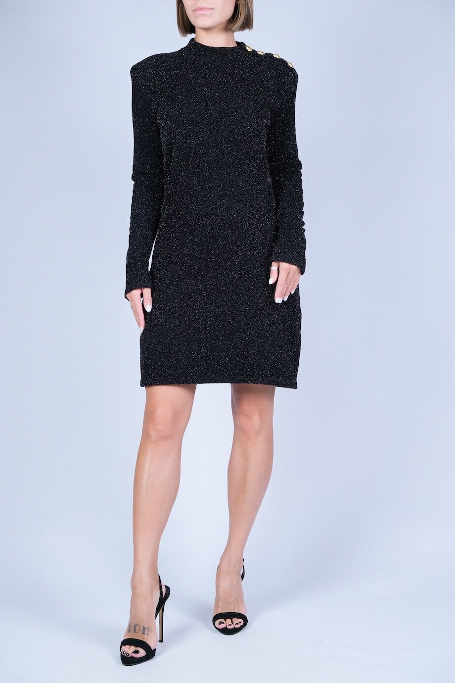 image 1 Трикотажное платье черного цвета с люрексом