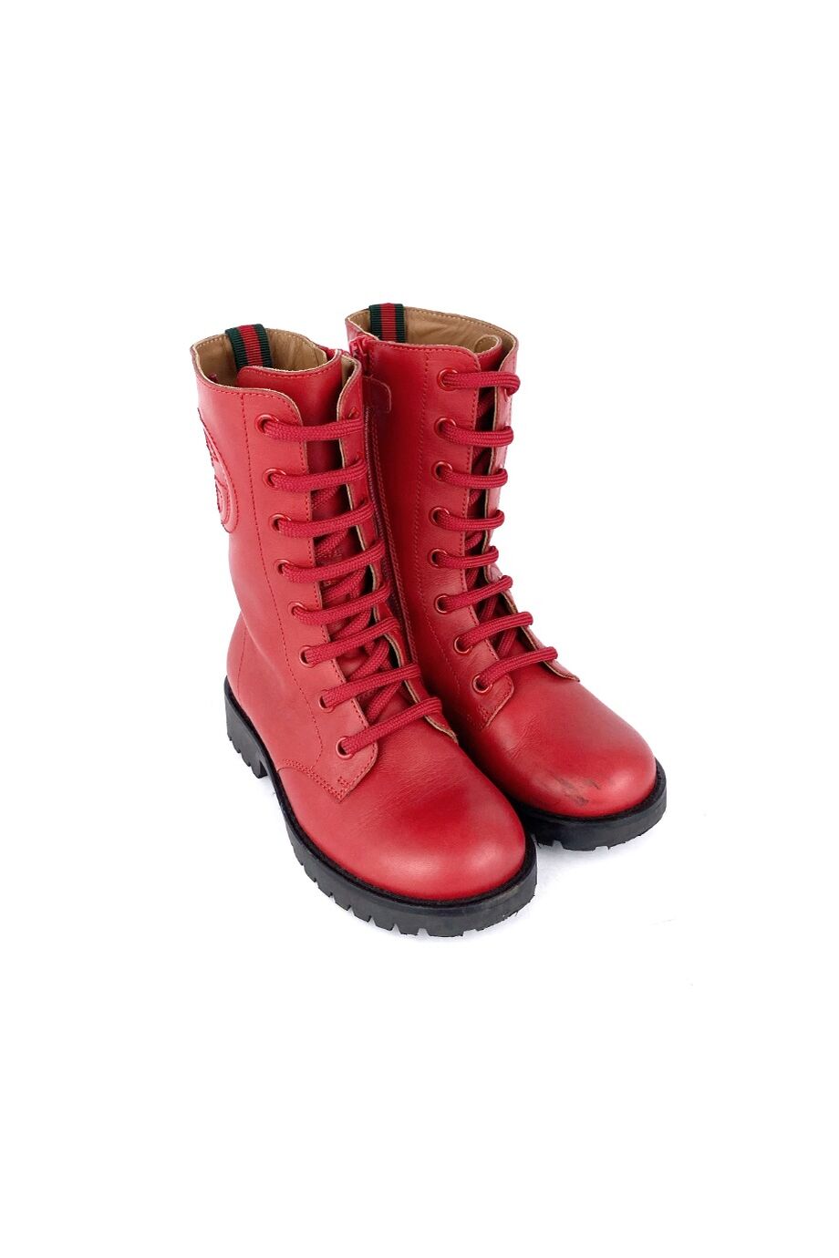 image 1 Детские ботинки красного цвета на шнуровке