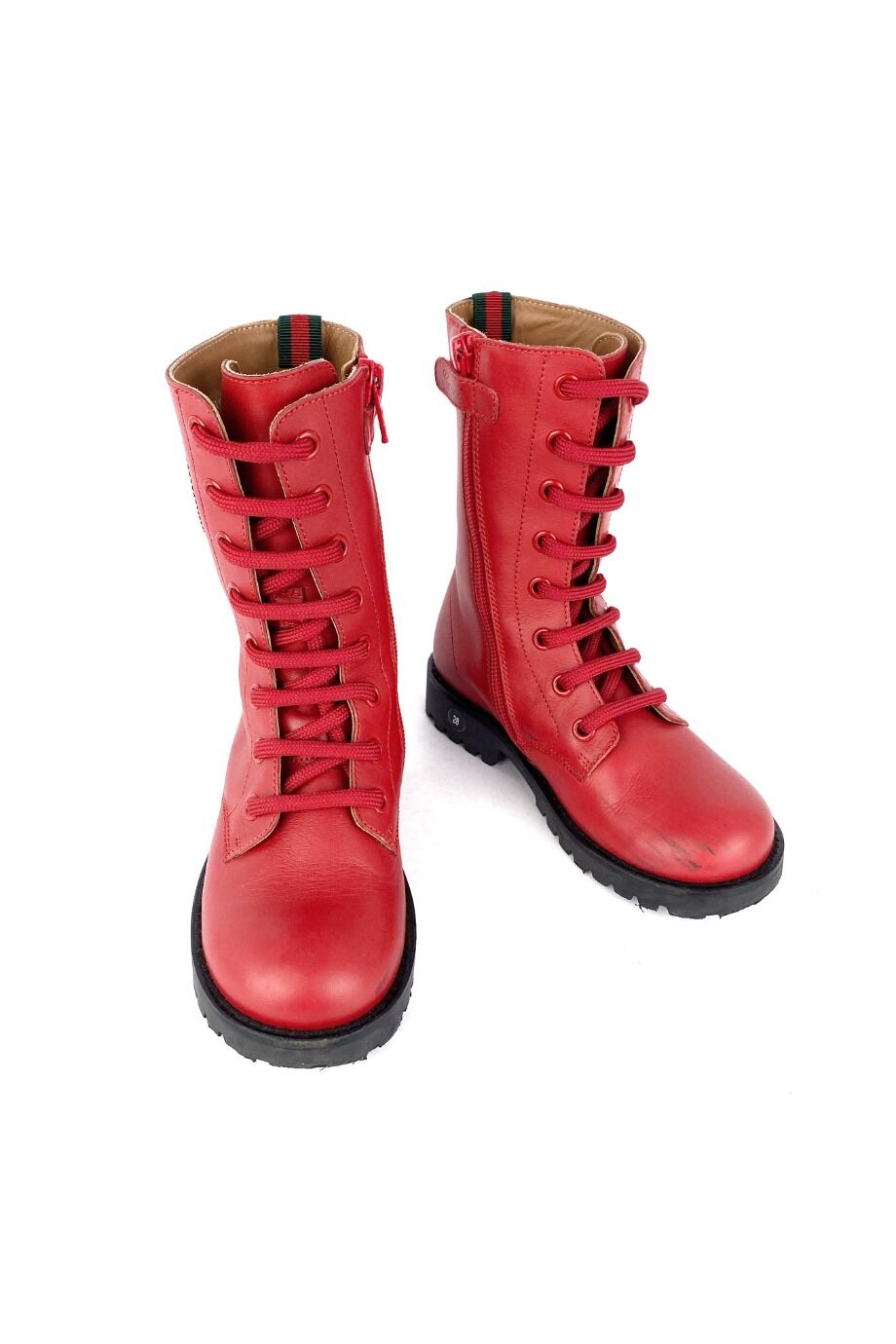 image 2 Детские ботинки красного цвета на шнуровке