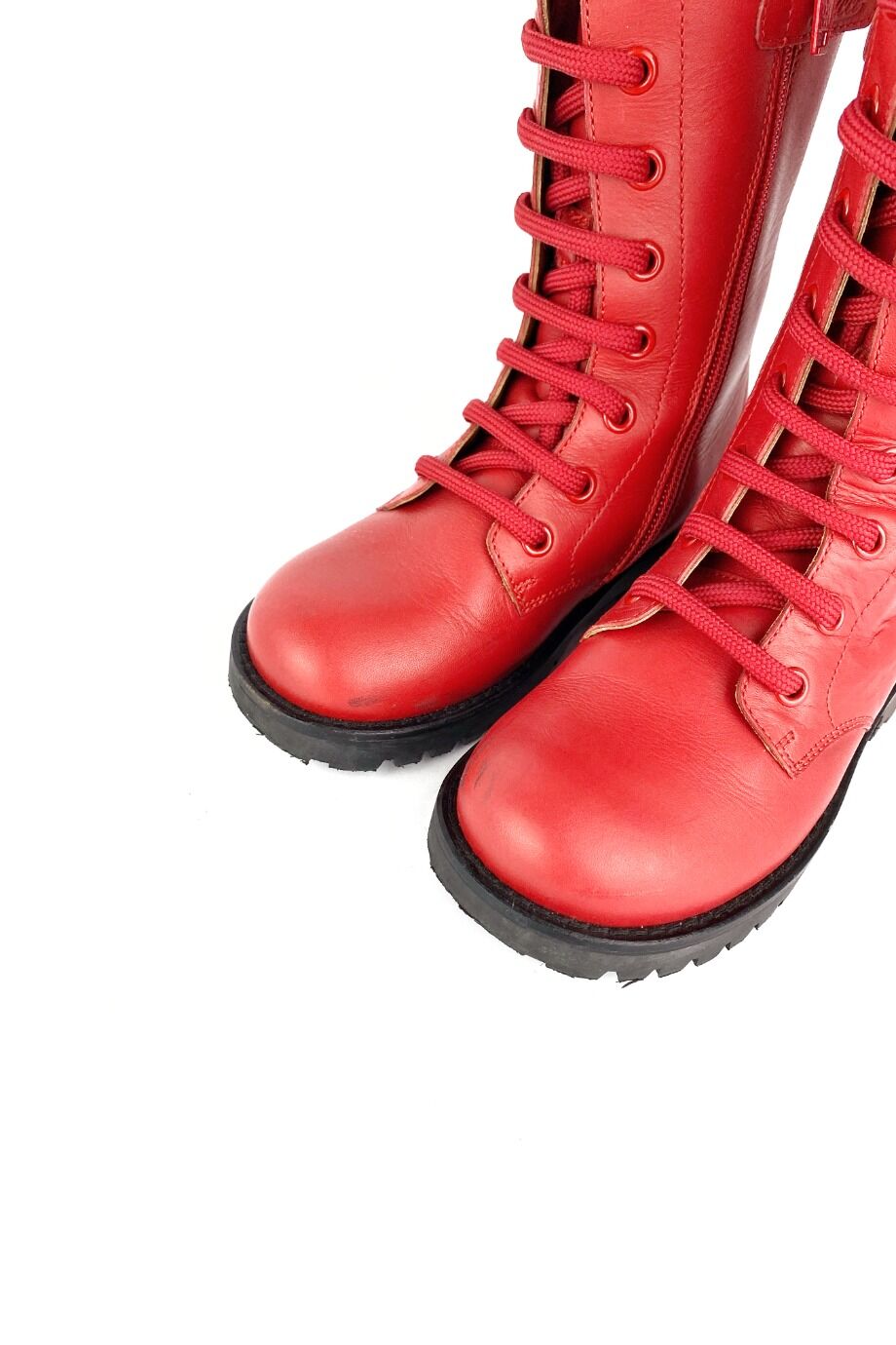 image 3 Детские ботинки красного цвета на шнуровке