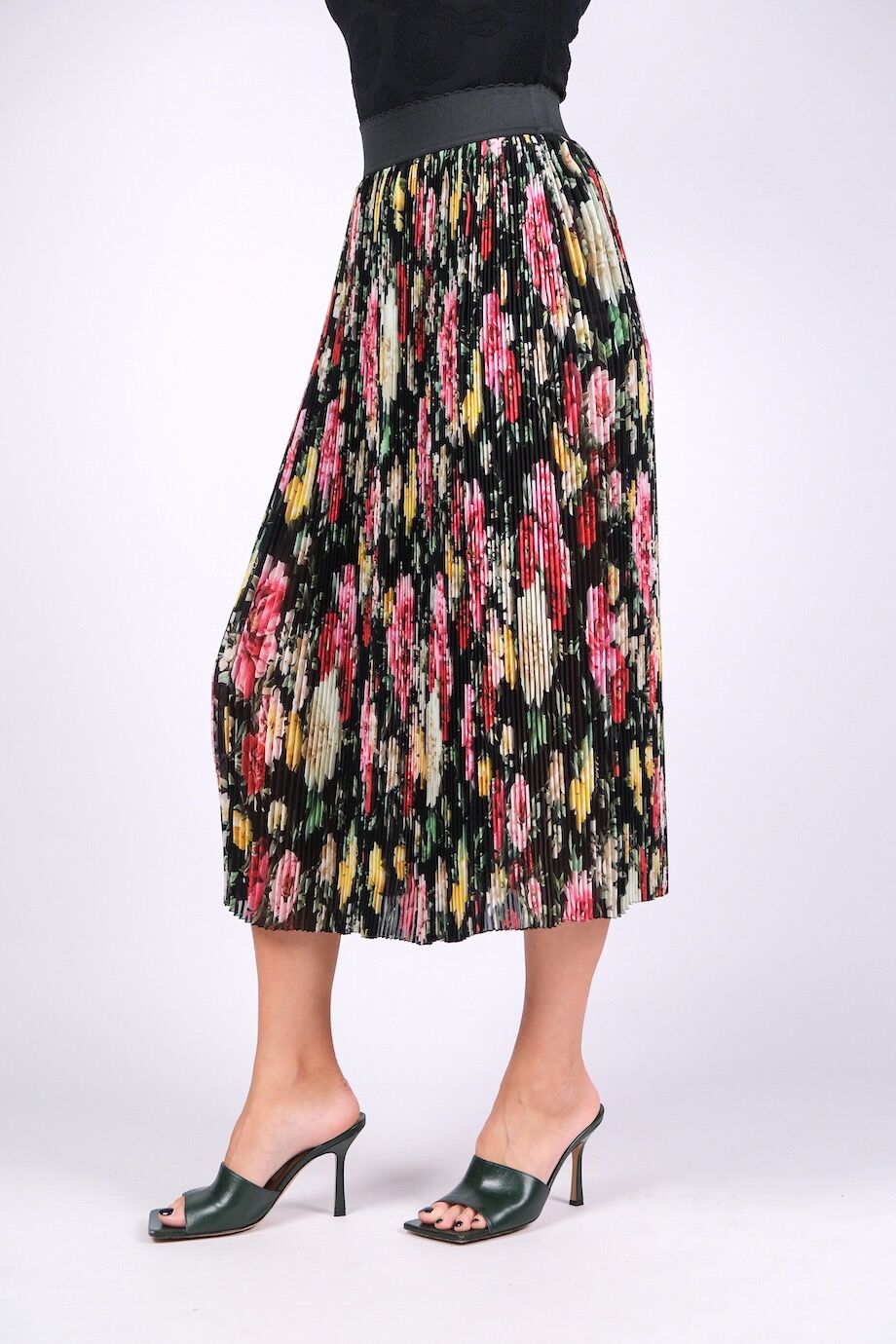 image 3 Шелковая юбка-плиссе с эластичным поясом и цветочным принтом
