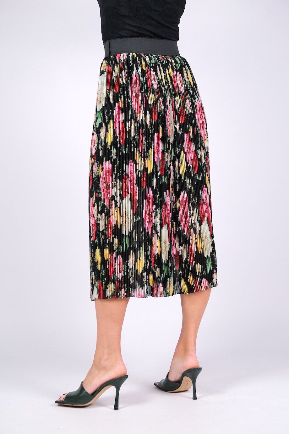 image 4 Шелковая юбка-плиссе с эластичным поясом и цветочным принтом